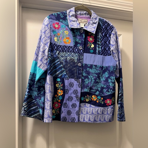 Diane Gilman Blue Patchwork Blazer - Picture 3 of 9